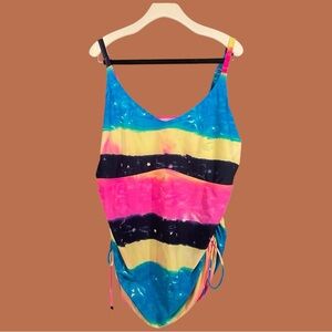 Venus Women’s Multi Color Tie Dye Striped Swim Top Size 24
